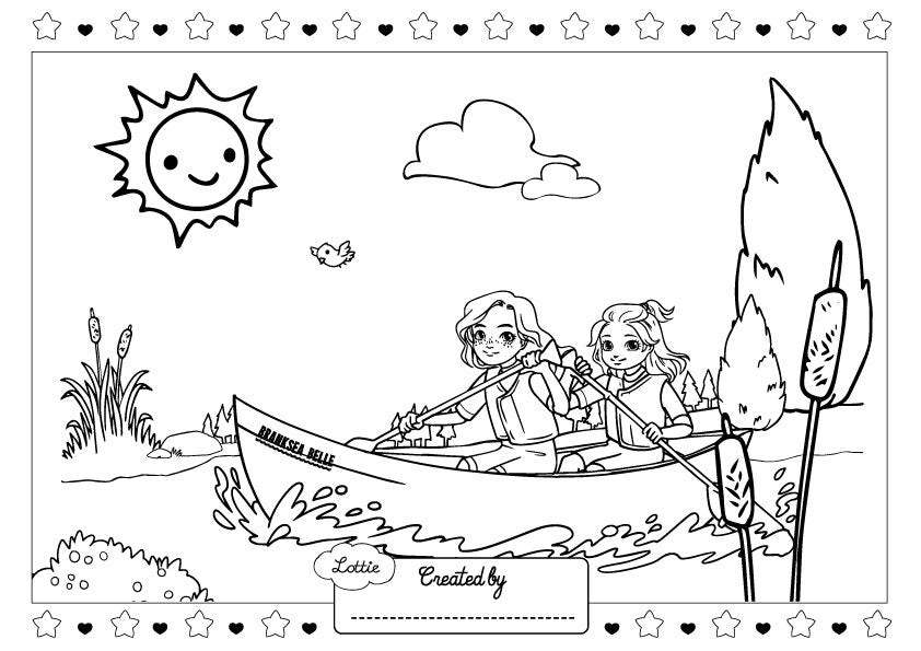Canoe Adventure Colouring Sheet